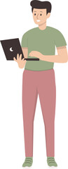 Illustration of Person with Technology. Vector Character in Flat Cartoon Design Style.