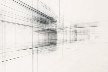 abstract black and white wireframe architecture rendering for construction and interior design project presentations