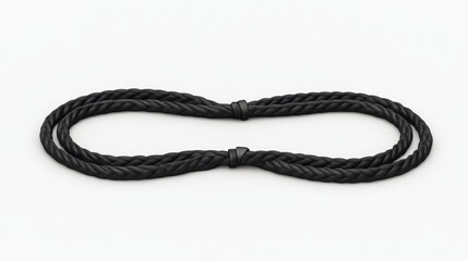 Fototapeta premium Black Twisted Rope Nautical Knot Double Strand Isolated