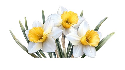 Spring bloom daffodils displaying vibrant colors in nature's serenity close-up view