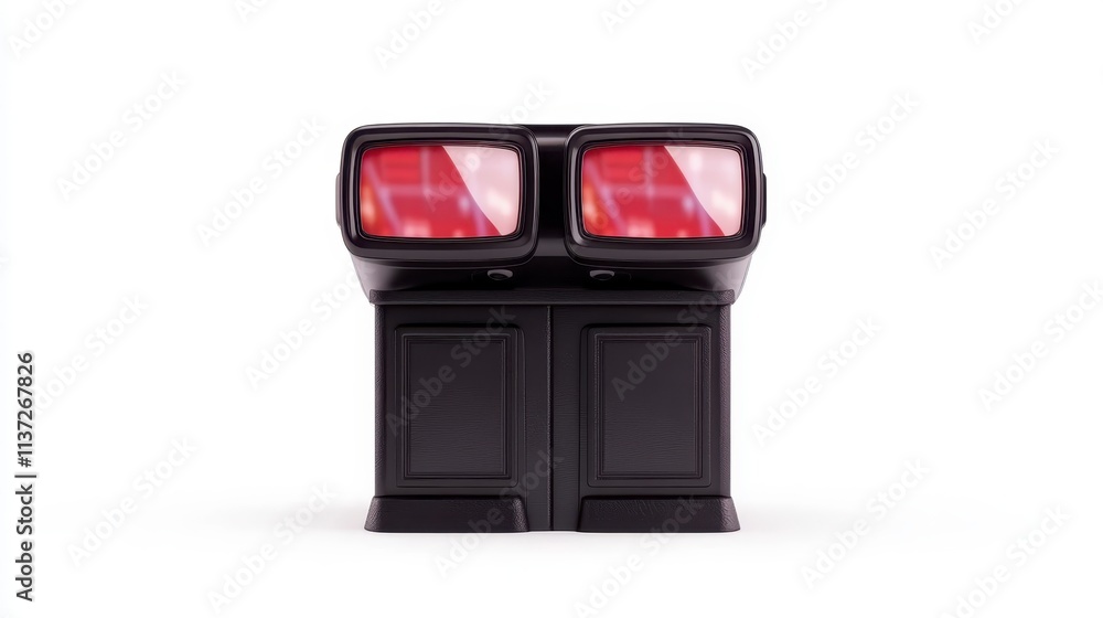 Poster Retro Futuristic Dual Screen Display Device Technology Red Display Modern Abstract