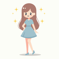 Young happy woman cartoon vector illustration in flat style