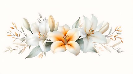 Artistic floral arrangement display digital artwork in a bright aesthetic environment