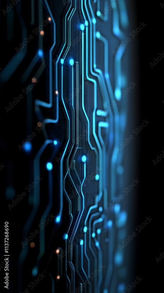 Poster futuristic circuit board tech background digital network abstract technology glowing lines