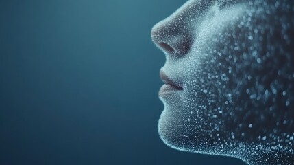 Obraz premium Abstract Profile Futuristic Face Digital Particles Skincare Technology