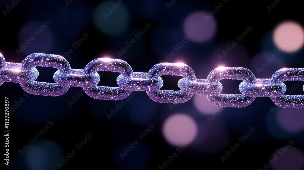 Poster sparkling chain links connection teamwork security technology