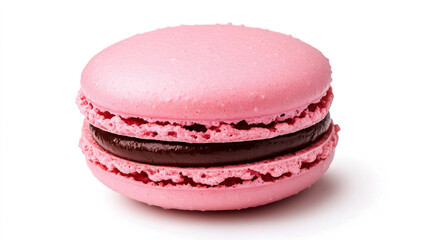 Delicious pink macaron filled with rich chocolate cream.