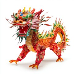 Naklejka premium Chinese dragon dance puppet isolated on white background