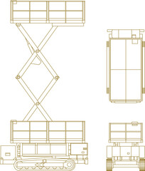 vector illustration design image of hydraulic ladder car for repairing broken cables and reaching high places