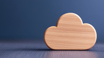 Wooden Cloud Shape Data Storage Technology Concept Cloud Computing Digital Network Internet Server