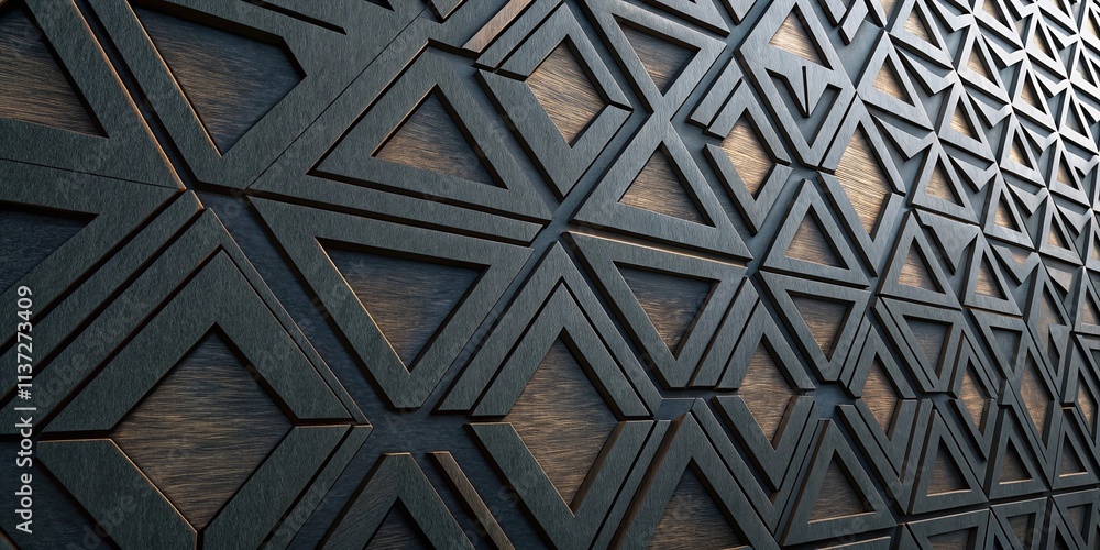 Poster A black and white image of a wall with a pattern of triangles