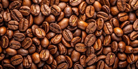Naklejka premium Closeup of coffee beans , roasted, organic, caffeine, aroma, brown, natural, texture, background, close-up, espresso, drink, morning