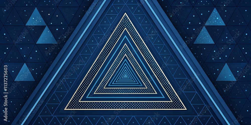 Poster a blue background with a triangle in the middle
