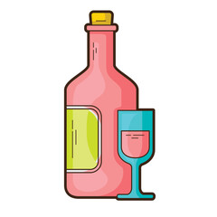 wine bottle and glass icon. perfect for wine product branding concept or dinner party invitation design