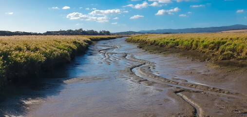 landscape with river and clouds in Australia