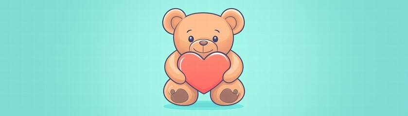 Valentine's teddy bear embrace soft background graphic art whimsical environment playful viewpoint love concept