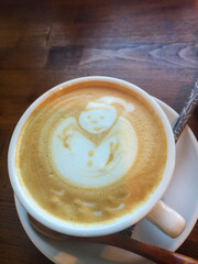 ラテアート　スノーマン　カフェラテ　アート
