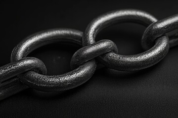 Obraz premium Closeup of a dark metallic chain links interlocked