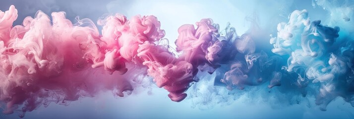 Fototapeta premium Abstract Swirls of Pink and Blue Ink in Water