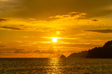 Beautiful clouds in sunset or sunrise over sea,Colorful scenery sunset sky, Amazing clouds wonderful light sky background