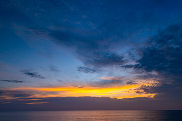 Beautiful clouds in sunset or sunrise over sea,Colorful scenery sunset sky, Amazing clouds wonderful light sky background