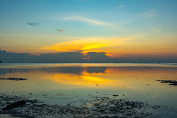 Beautiful clouds in sunset or sunrise over sea,Colorful scenery sunset sky, Amazing clouds wonderful light sky background