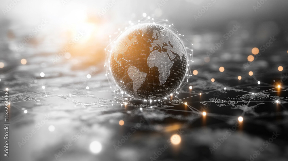 Poster global infinity in the realm of computer technology, highlighting the interconnectedness and endless
