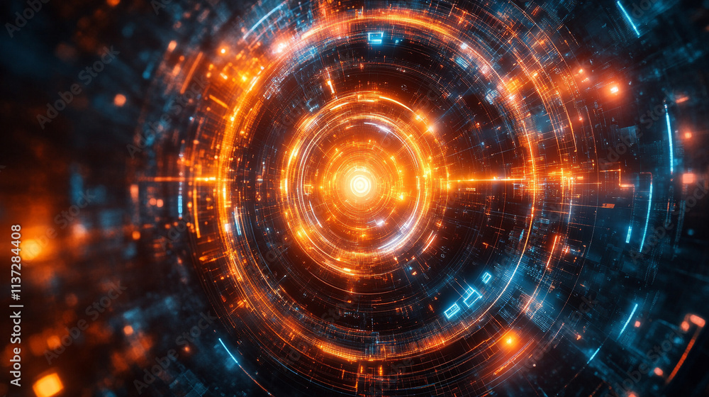 Poster global infinity in the realm of computer technology, highlighting the interconnectedness and endless