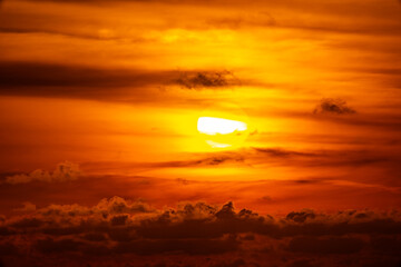 Beautiful clouds in sunset or sunrise over sea,Colorful scenery sunset sky, Amazing clouds wonderful light sky background