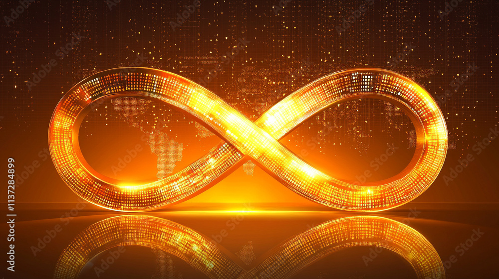 Poster global infinity in the realm of computer technology, highlighting the interconnectedness and endless