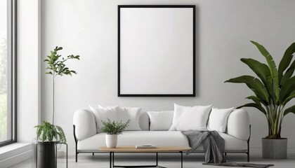 Stylish Living Room with a Modern Poster Display