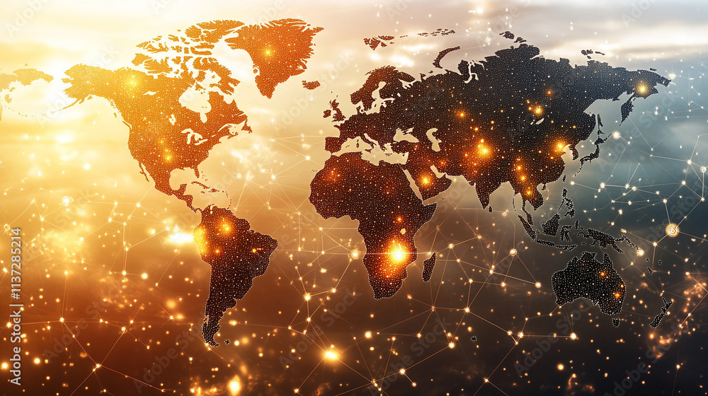Poster global infinity in the realm of computer technology, highlighting the interconnectedness and endless