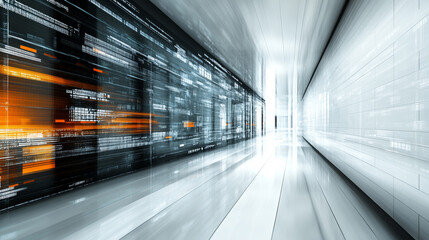 symbolic representation of global infinity in the realm of computer technology, highlighting the interconnectedness and endless possibilities in business. Blurred tones of white, gold, and silver repr