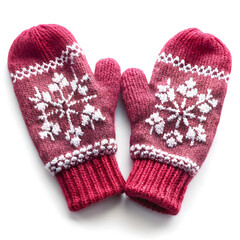 pair of knitted gloves on white background