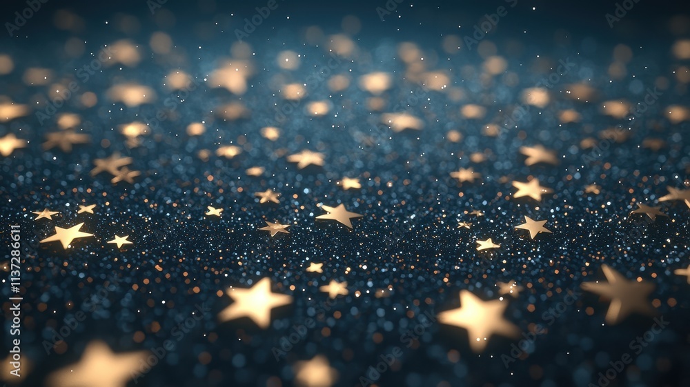 Poster a dazzling array of golden stars scattered across a dark, glittering background, creating a magical 