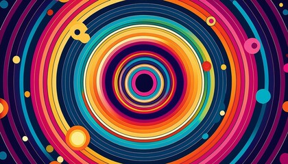 Abstract retro psychedelic disco circles in colorful and bold vintage style  
