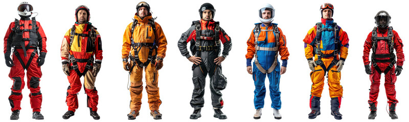 Fototapeta premium Skydivers in Colorful Professional Gear