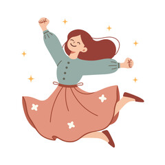 Young happy woman cartoon vector illustration in flat style