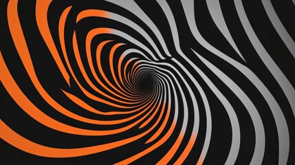 Abstract swirling orange and black lines design