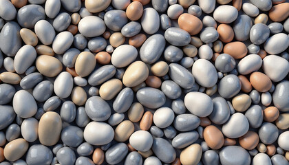 Colorful textured pebbles in various shapes and sizes for natural decoration