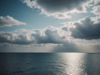 Obraz premium Calm Weather on the Ocean with Serene Clouds
