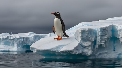 Fototapeta premium An adult emperor penguin (Aptenodytes forestry), on the ice near Snow Hill Island, Weddell Sea