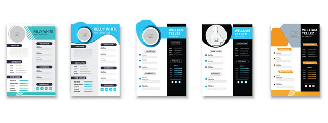 Modern Resume and Cover Letter Layout Vector Template for Business Job Applications, Minimalist resume cv template, Resume design template, cv design,