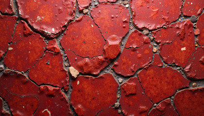 Cracked red paint texture with rough surface for artistic backgrounds and design elements
