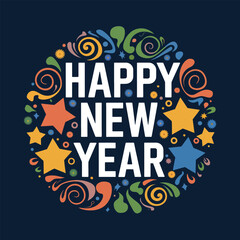 happy new year typography vector arts and design
