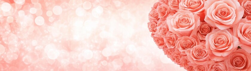 Beautiful Arrangement of Pink Roses in Heart Shape on Soft Blurred Background with Bokeh Effect for Romantic Celebrations and Special Occasions