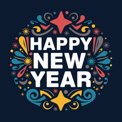Happy newyear letters banner, Happy new year vector art and illustration.