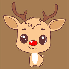 A very adorable chibi Rundolph suitable for Christmas cards and Christmas decorations