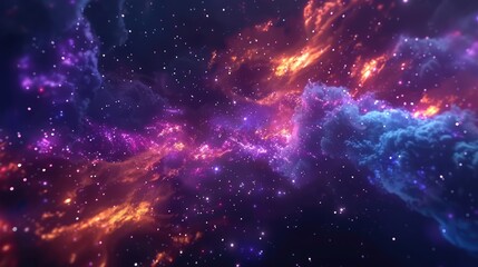 Fototapeta premium Cosmic Nebula with Glowing Gas and Stars