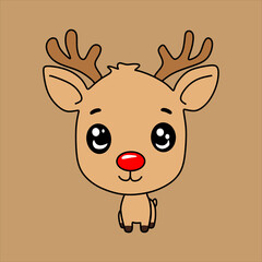 A very adorable chibi Rundolph suitable for Christmas cards and Christmas decorations